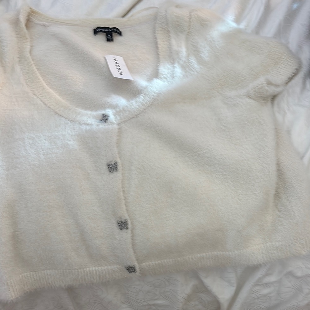 Kendall & Kylie Cream Button-Up Cardigan